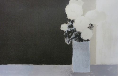 黒の背景の白いバラ | ベルナール・カトラン 買取・作品 | 洋画、絵画