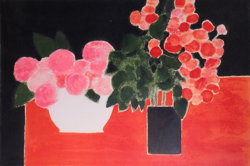 ベルナール・カトラン 中国花瓶の赤い花束 リトグラフ - 通販